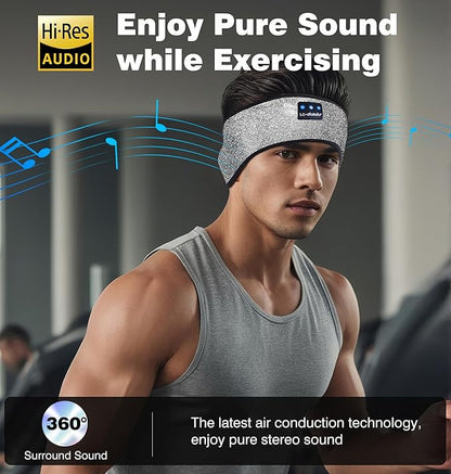 LC-dolida Headband Headphones Bluetooth 5.4 Headband, Sleep Headphones with Ultra-Thin HD Stereo Speaker, Sleep Headband Earphones Wireless for Workout Yoga Insomnia Running Meditation Gifts