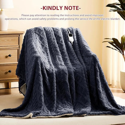 Heated Electric Blanket King Size-100"x90" Heating Blanket with 10 Heating Levels & 5 Time Settings Over-Heat Protection，Winter Warmer for Adults with ETL Certification（Grey）
