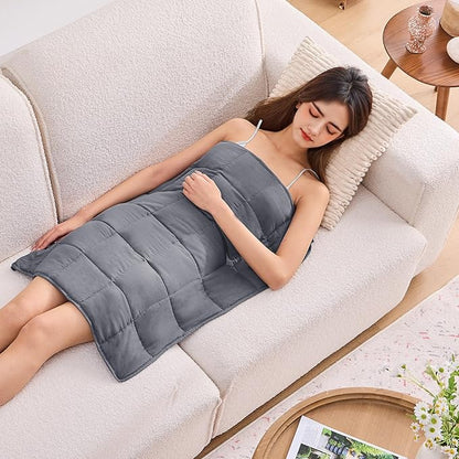 BETU Weighted Blanket (36''x48'' 3lbs Grey Small Size & 24''x29'' 5lbs Grey Weighted Lap Blanket) 2 Pieces Bundled, Cooling Heavy Blanket with Premium Glass Beads, Soft Thick Blankets for Sleep.