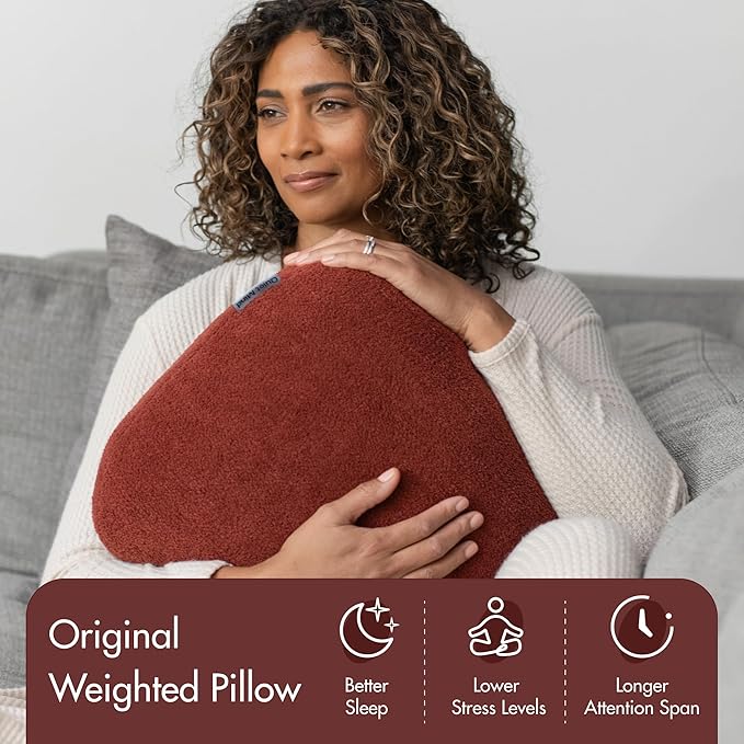 Quiet Mind Weighted Pillow for Adults 12 Lbs - Get Better Sleep - Sustainably Made and Chemical Free - Machine Washable (Large, Chili Oil)