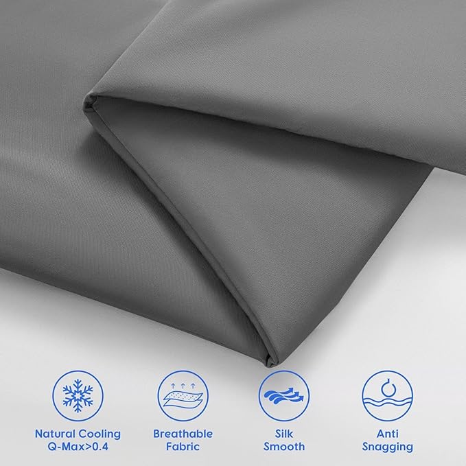 Rwlvpe Cooling Comforter King Size, 100% Rayon Derived from Bamboo Shell, Cooling Blanket for Hot Sleepers, Q-Max>0.48 Breathable Bamboo Fill Duvet Insert (106"x90", Dark Gray)
