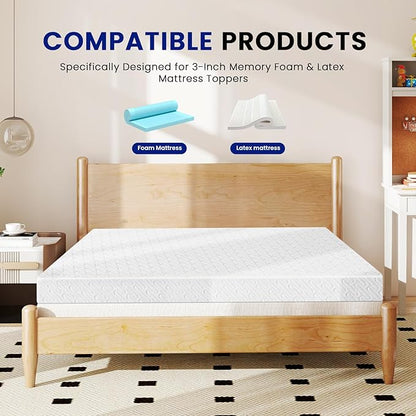 VALUXE Full Size 3 Inch Mattress Topper Cover with Zipper Closure - Breathable Protector for 3" Memory Foam or Latex Mattress Topper (Cover Only)