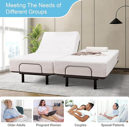 MUUEGM Adjustable Bed Frame Base Twin XL Massage,Wireless Remote Control,Ergonomic Electric Head and Foot Incline,Zero Gravity,Anti-Snore,USB Ports,Easy Assembly,Under-Bed Nightlight,Memory Pre-Sets