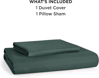 Bedsure Duvet Cover Twin/Twin XL Size - Soft Double Brushed Bedding Set for Kids & Adults, Zipper Closure, 2 Pieces, Includes 1 Duvet Cover (68"x90") & 1 Pillow Sham, NO Comforter, Forest Green