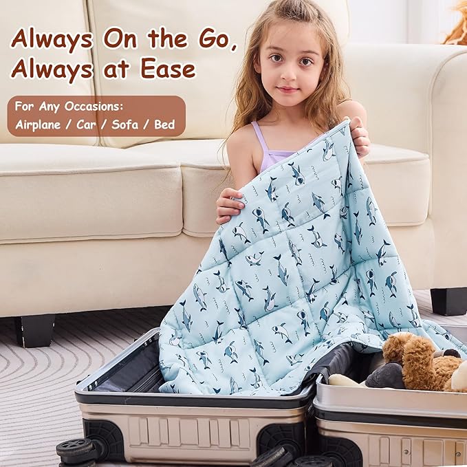 yescool Shark Weighted Lap Pad 2 Pounds Cooling Weighted Lap Pad, Small Weighted Blanket, Weighted Throw Blanket Gift for Travel Indoor Outdoor, 20"x30"