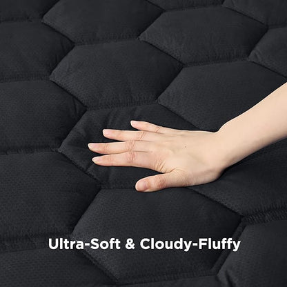 Bedsure Black Twin XL Mattress Pad - Soft Mattress Topper for College Dorm Room Essentials, Extra Long Twin Bed Cover Protector with 8-21 Inches Deep Pocket, Washable, Black, 39x80 Inches