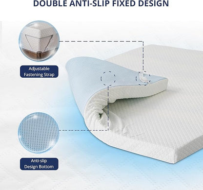 3 Inch Gel Memory Foam Mattress Topper Twin XL Size, Cooling Bed Topper for Pressure Relief with Removable Breathable Soft Cover, CertiPUR-US Certified