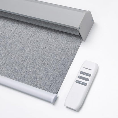 Motorized Blinds with Remote, Custom Automatic Electric Blackout Smart Blinds for Windows, Motorized Window Roller Shades Compatible with Alexa Google for Home Office, Fabric Grey