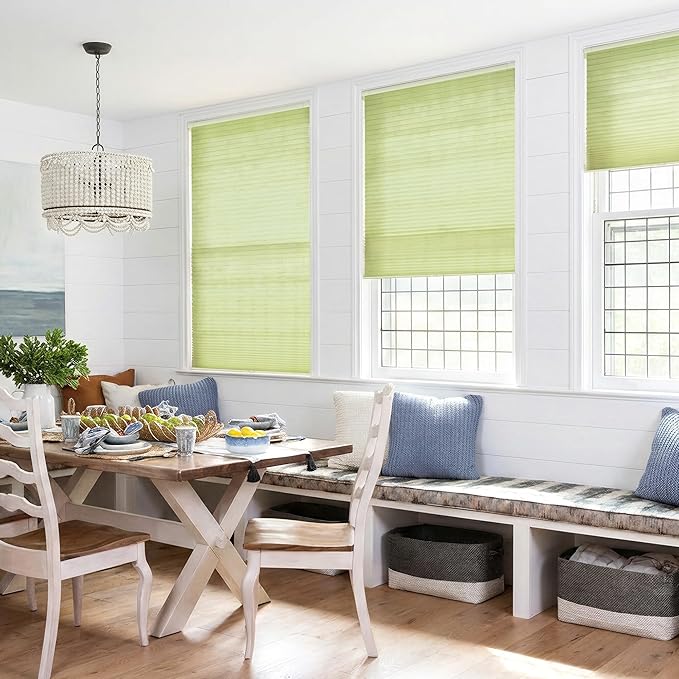 LazBlinds Cordless Cellular Shades, No Tools No Drill Light Filtering Honeycomb Shades Pleated Blinds for Windows, 21'' W x 64'' H, Green