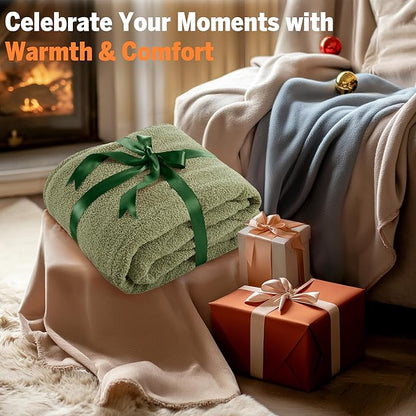 Serta Heated Blanket, Electric Twin Size, Soft, Warm, Fuzzy - Auto Shut Off Timer, 10 Lv Heat Setting, ETL Certified, 62" x 84" Sage