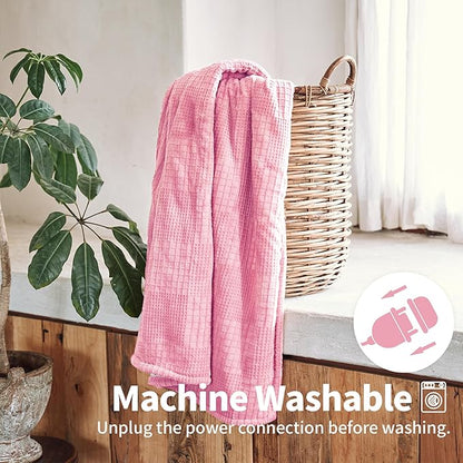 Heated Blanket Electric Blanket Throw 50”X60”-Heating Throw with 9 Heat Settings-10 Hours Auto Off,ETL Certified,Machine Washable (Light Pink)