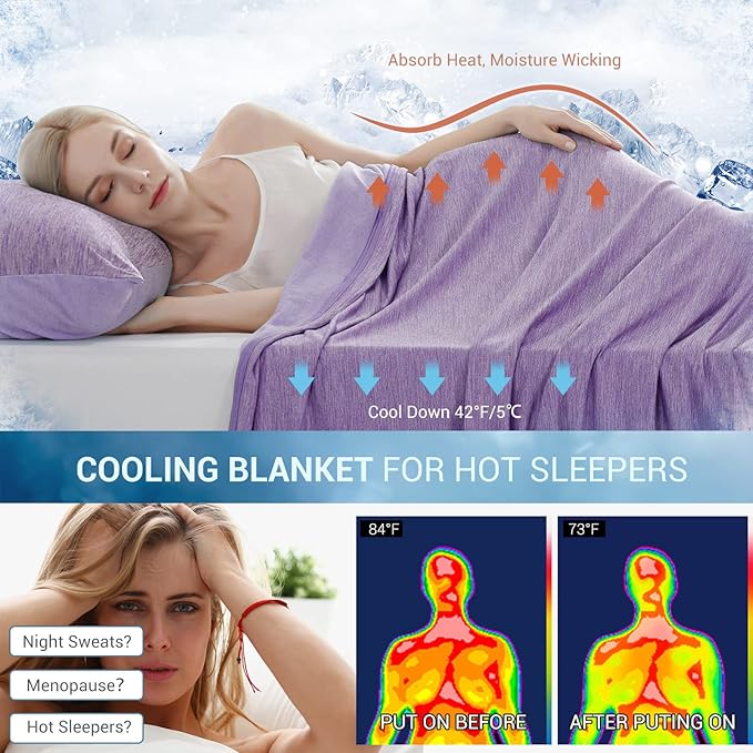 Marchpower Arc-Chill Cooling Blanket for Hot Sleepers Queen Size, Double-Sided Design Japanese Cooling Fiber Absorbs Body Heat, Lightweight Soft Cold Blankets for Summer Sleeping Bed