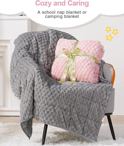 Super Soft Luxury Fleece Sherpa Weighted Blanket for Teens, 7lbs Small Weighted Lap Blanket for Adult, Turtle Shell Cozy Warm Throw for Winter, Compact Heavy Blanket for Sleep & Travel, Pink, 41"x60"