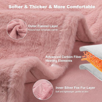 16000mAh Heated Blanket Battery Operated Soft Cordless Heated Blanket Shawl Portable Heated Throw Blanket Poncho Wraps Fast Heating with 3 Heat Levels 6 Heating Zones