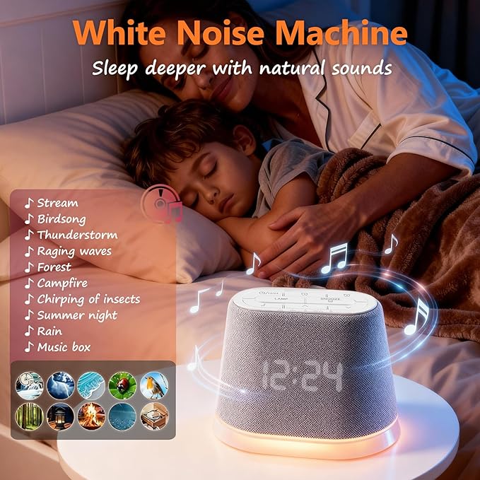 Wake Up Light Sunrise Alarm Clock with White Noise & Night Light, Dimmable Sunrise Lights 10 Soothing Sounds Sleep Aid for Heavy Sleepers, Adults, Women, Ideal Gifts