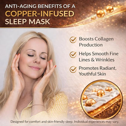 Anti Aging Silk Sleep Mask for Women, Mulberry Silk Eye Mask for Sleeping and Skin Care, Blackout Sleep Mask with Copper Ion Technology Reduces Eye Puffiness, Fine Lines and Wrinkles