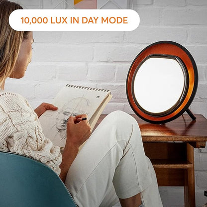 Lumie Halo | 10,000 Lux Light Therapy Lamp for Winter Blues Relief, Mood Boost, and Energy | Adjustable Brightness and Color Temperature | Simulates Natural Sunlight | Black/Copper