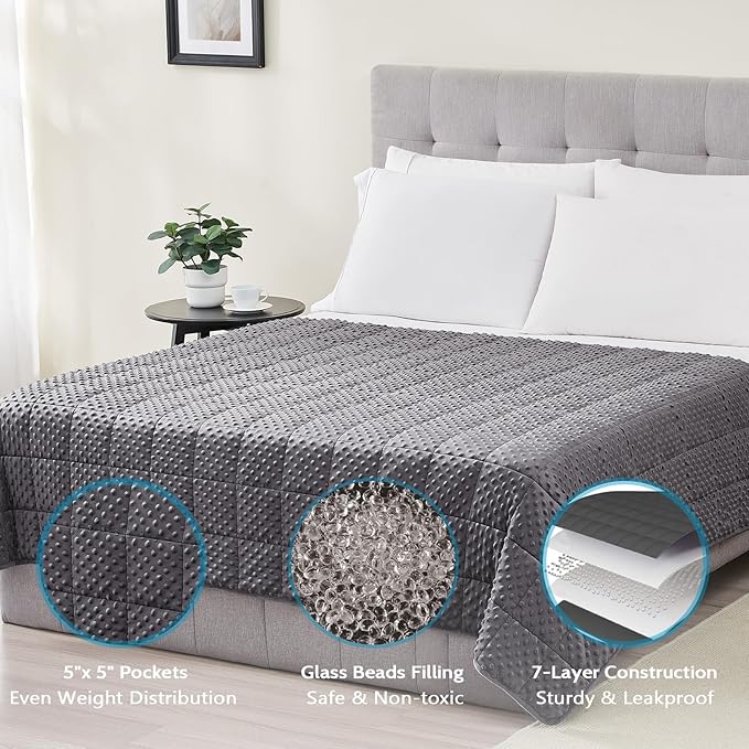 L'AGRATY Weighted Blanket - 36"x48" 3lbs Minky Dots Heavy Blanket with Glass Beads Soft Breathable for All-Season Summer Fall Winter Thick Comfort for Sleeping