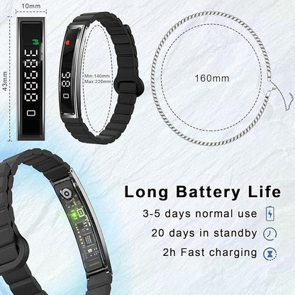 Efolen Smart Bracelet for Women,Ultralight Fitness Tracker Smart Wristband with Heart Rate/Blood Oxygen/Sleep Monitor/Pedometer,Slim Smartwatch for Android iPhone,Activity Tracker,2 Band,Black