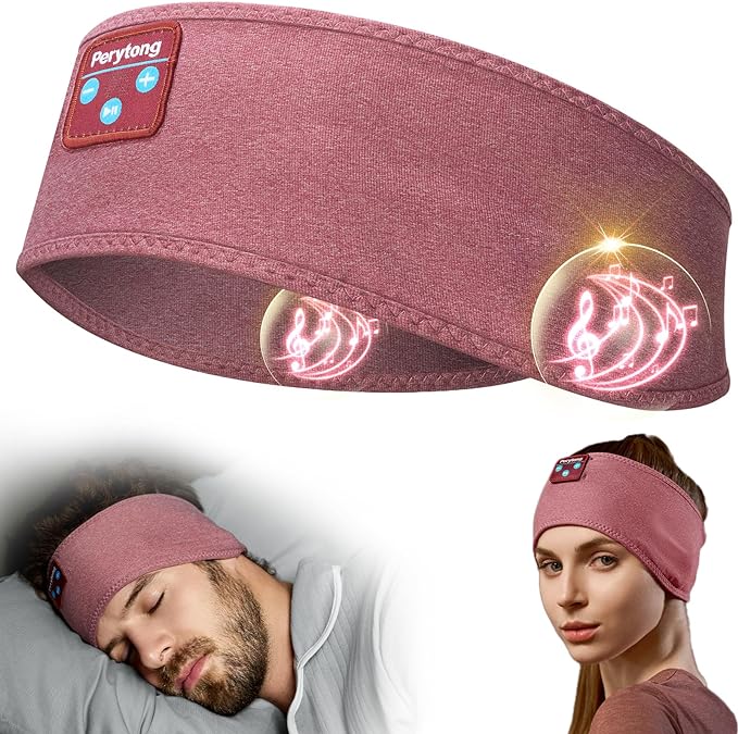 Perytong Sleep Headphones Wireless, Bluetooth Sports Headband Headphones with Ultra-Thin HD Stereo Speakers Perfect for Sleeping,Workout,Jogging,Yoga,Insomnia, Air Travel, Meditation (Brick-Red)