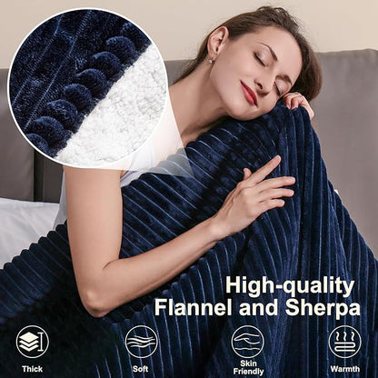 Tefici Heated Electric Blanket Full Size 72"x84" 6 Levels Over-Heat Protection Fast Heating 1/3/6/9 Hours Auto-Off,Heating Blanket Full Size,Soft Flannel to Sherpa ETL&FCC Certified Blue