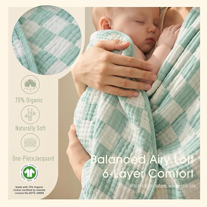 Ultra Soft Muslin Baby Blanket, A Versatile Swaddle and Bed Blanket for Babies, Toddlers, Boys, and Girls (1 Pack).