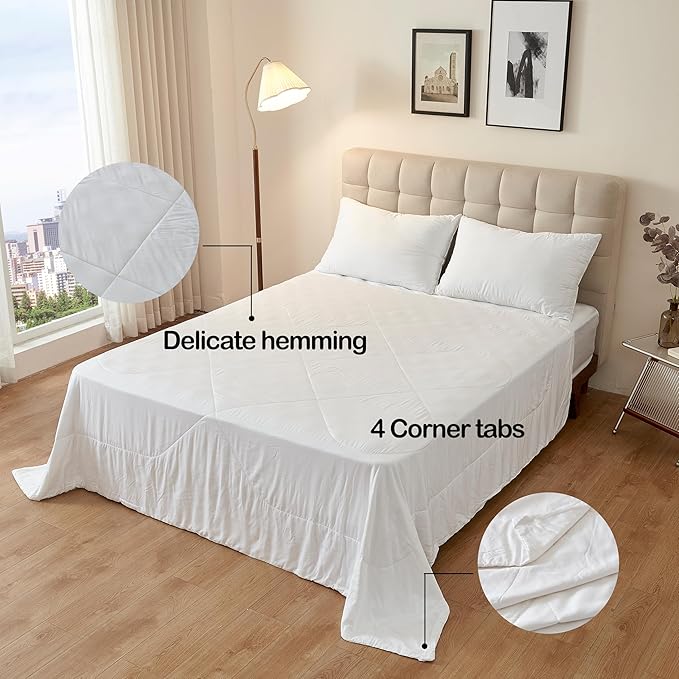 Cooling Comforter – 100% Viscose from Bamboo Shell & Fill, Silky Soft, Breathable, Lightweight All Season Duvet Insert, Down Alternative Blanket, King Size 106"x90", for Hot Sleepers & Sensitive Skin