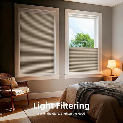 ZSTARR Motorized Skylight Shades Blackout Cellular Honeycomb Electric Blinds with Solar Panel Cordless Rechargeable with Remote for Roof and Slanted Windows Custom Size (LF Coffee)