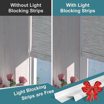 BERISSA Motorized Blinds with Remote,Blackout Smart Roller Shades with App,Voice Control,Jacquard Fabric,Thermal Insulated Automatic Blinds,Electric Shades with USB/Solar Pannel.Maze Grey