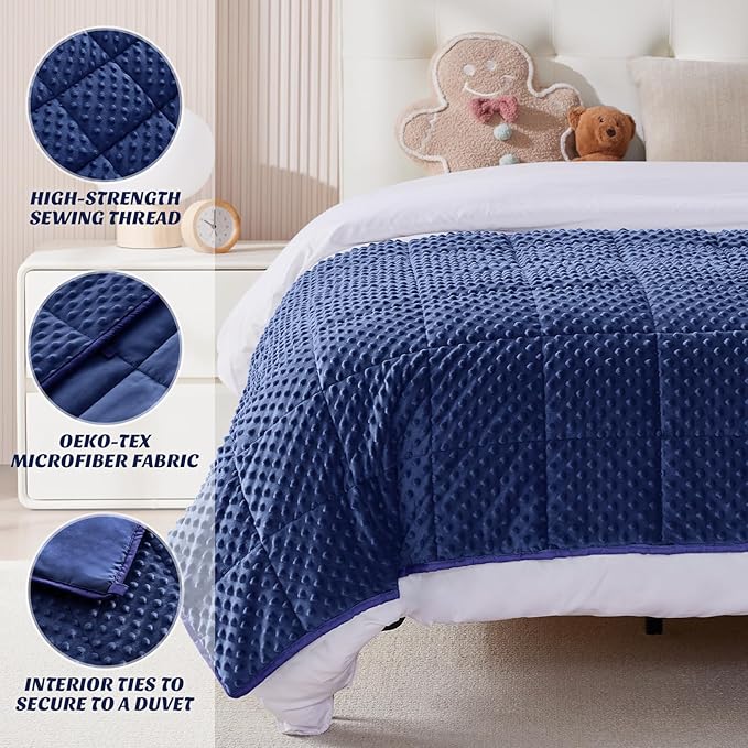 anfie Weighted Blanket Kids(36"x48" 3lbs) Weighted Blanket Cooling Blanket for Sleeping,Throw Size Breathable Blanket with Premium Glass Bead(Blue)
