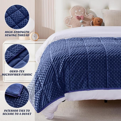 anfie Weighted Blanket Kids(36"x48" 3lbs) Weighted Blanket Cooling Blanket for Sleeping,Throw Size Breathable Blanket with Premium Glass Bead(Blue)