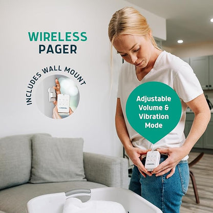 Lunderg Under Mattress Bed Alarm for Elderly Adults Wireless with Early Alert - 2 Bed Sensor Pads & Pager - Bed Alarm for Elderly Dementia Patients - Bed Alarms and Fall Prevention for Elderly