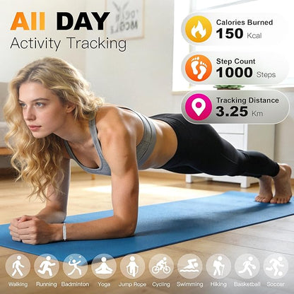 Smart Bracelet for Women, Health Activity Fitness Trackers, 24/7 Heart Rate, HRV, Blood Oxygen & Stress Monitor, 24H Sleep Tracker, Free APP for iOS & Android, Silver