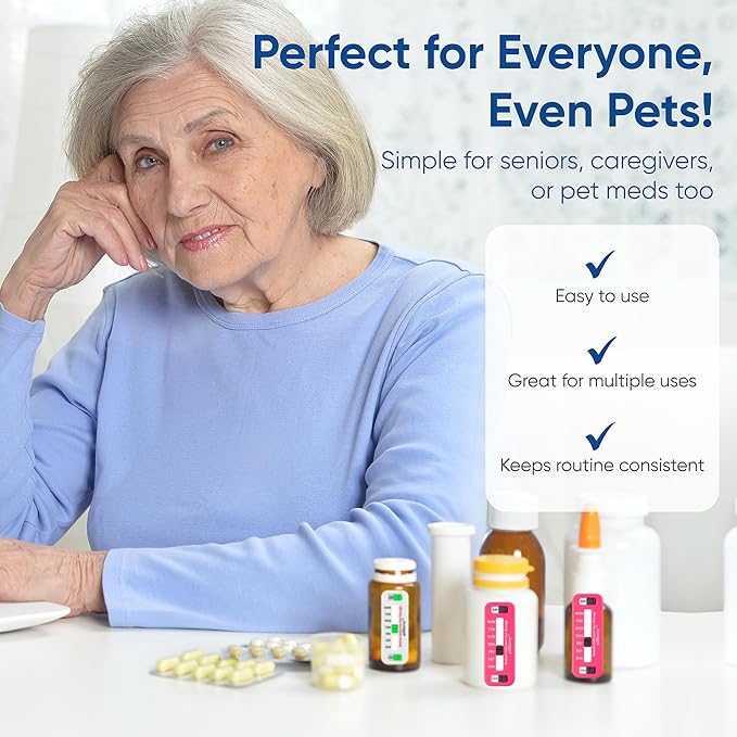 PillSavvy™ Daily Pill Tracker – Non-Digital, Reusable Medication Reminder for Bottles & Organizers – Easy to Use, Curved Back – Track Prescriptions, Vitamins, Supplements & Pet Meds (White, 5 Pack)