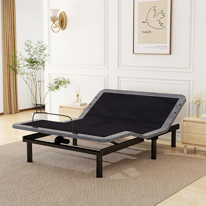Vipbear Queen Adjustable Beds with Thickened Frame, Adjustable Bed Frame with with Wireless Remote, Separate Head/Foot Lift, Massage, Zero Gravity,USB Ports, Adjustable Bed Bases with Sturdy Metal