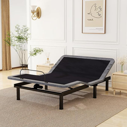 Vipbear Queen Adjustable Beds with Thickened Frame, Adjustable Bed Frame with with Wireless Remote, Separate Head/Foot Lift, Massage, Zero Gravity,USB Ports, Adjustable Bed Bases with Sturdy Metal