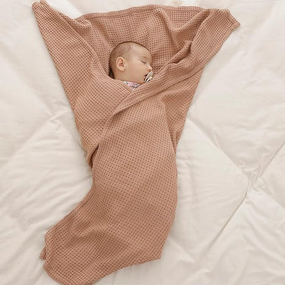 36” X 40” Inches Cooling Baby Waffle Weave Blanket, Ultra-Soft Lightweight Receiving Blanket for Newborn, Breathable Comfortable Baby Swaddle Blanket for Boys and Girls(Clay)