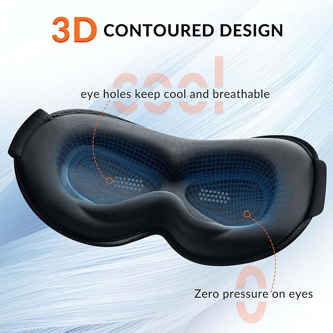 3D Sleep Eye Mask with Removeable Cover for Women Men, Peek-a-Boo Sleeping Mask with Blackout Strip to Allow Some Light in, Eye Cover for Lash Extensions, Blindfold with Adjustable Strap, Inkiness