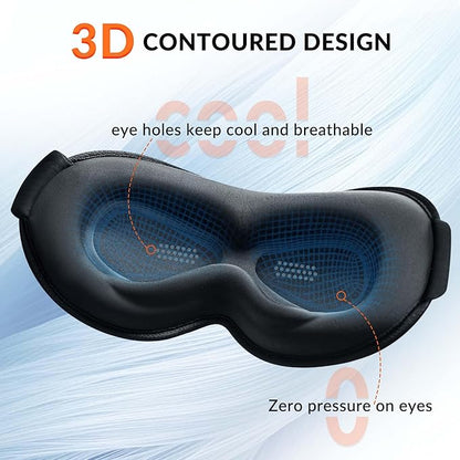 3D Sleep Eye Mask with Removeable Cover for Women Men, Peek-a-Boo Sleeping Mask with Blackout Strip to Allow Some Light in, Eye Cover for Lash Extensions, Blindfold with Adjustable Strap, Inkiness