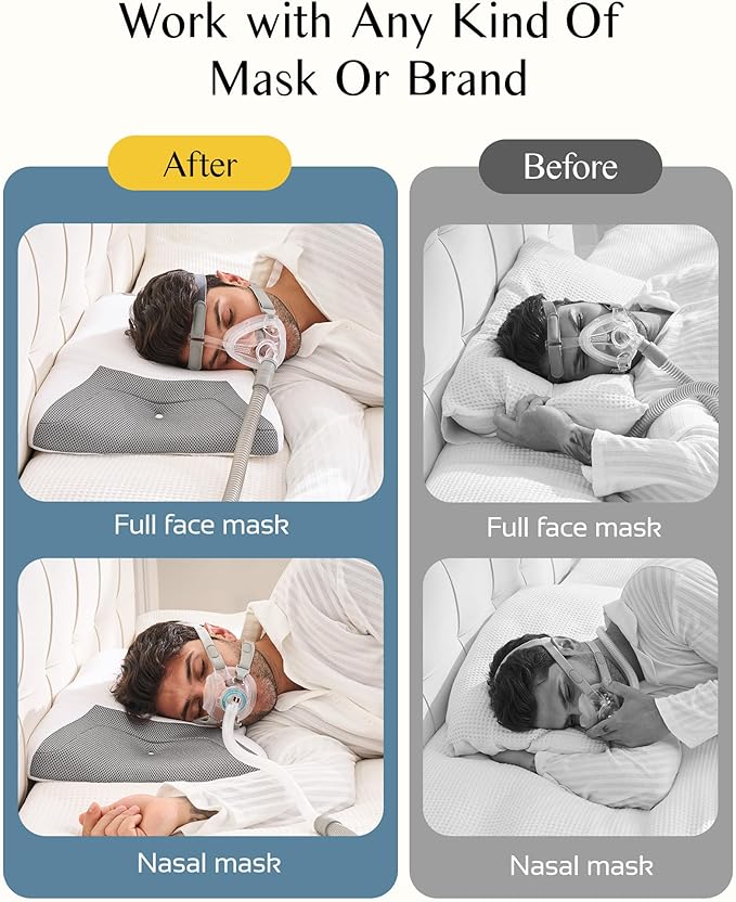 CPAP Pillow for Side Sleeping, Sleep Apnea Pillow for All CPAP Masks Users to Reduce Air Leaks & Masks Pressure, Memory Foam Pillow with Cooling & Breathable Pillowcase for Side Back Sleeper