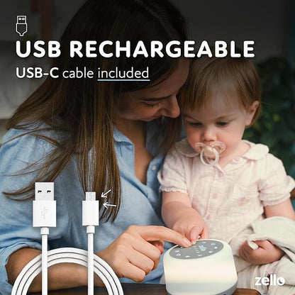 Zello | Original White Noise Machine for Babies & Adults | 30 Sounds | 7 Colour Night Light | Sleep Timer | USB Rechargeable | White Noise Machine Baby | Sleep Aid