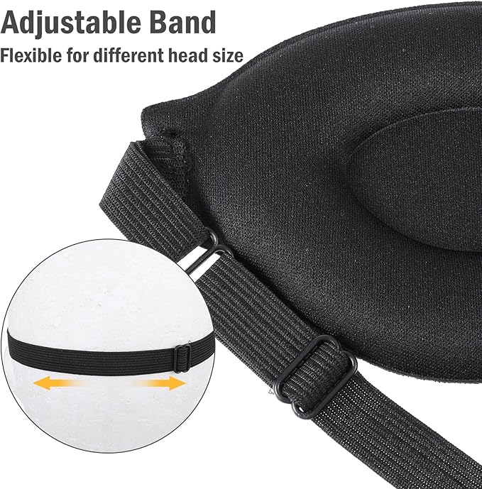 Sleep Mask for Side Sleeper Women Men, 3D Contoured Sleeping Mask, 99% Light Blocking Zero Eye Pressure Cup Blindfold with Adjustable Elastic Strap and Foam Ear Plugs for Sleeping, Yoga, Traveling