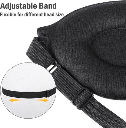 Sleep Mask for Side Sleeper Women Men, 3D Contoured Sleeping Mask, 99% Light Blocking Zero Eye Pressure Cup Blindfold with Adjustable Elastic Strap and Foam Ear Plugs for Sleeping, Yoga, Traveling