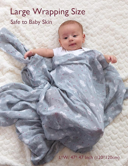 Momcozy Muslin Swaddle Blankets, Ultra Soft Neutral Baby Essentials Must Haves Registry Search, Breathable Large 47'' x 47'' Newborn Boys Girls Swaddle Receiving Blanket, Sugar Bowl Bunny