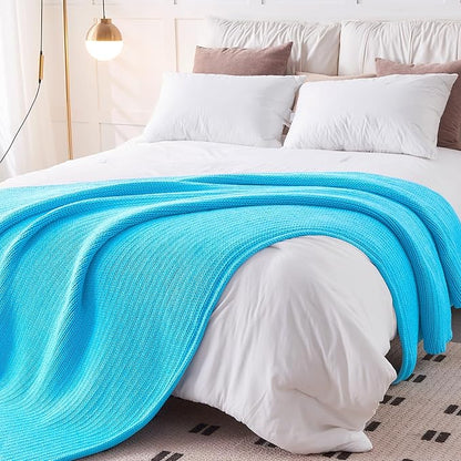L'AGRATY Knitted Weighted Blanket - 50"x60" 7lbs Cooling Chunky Knit Heavy Blanket for Adults Braided Crochet Throw Thick Cable Yarn Knit Decorative No Beads Evenly Weighted Machine Washable