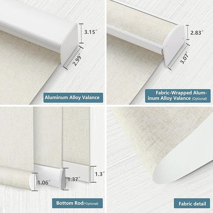 Bringnox Motorized Blinds with Remote,100% Blackout Smart Roller Blinds Compatible with Apple Homekit Google Home and Alexa Via HUB,and Customized (Linen Stone-01)