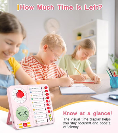 3-in-1 Visual Timer Task Timer with Chore Chart Board, ADHD Tool for Kids Adults Visual Schedule for Kids with Autism, Daily Checklist for Home, School, Classroom, Desk, Chore Chart