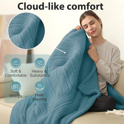 Queen Heated Blanket with 2 Controllers, 84"x 90" Large Electric Blanket, 5 Heat Settings, 10H Auto Shut Off, Machine Washable, Slate Blue
