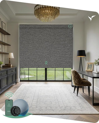 Yoolax Motorized Blinds with Remote, Smart Blinds for Windows Blackout Automatic Shades Compatible with Alexa Remote Control Roller Window Shades with Valance, Custom Size (V-Rock Stripe)