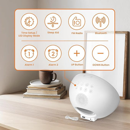 HOM Smart Sunrise Alarm Clock with Wake-Up Light & FM Radio - Digital Clock and Lamp with 7 Natural Sounds and 7 Light Colors - Easy Control via Amazon Alexa and Google Home